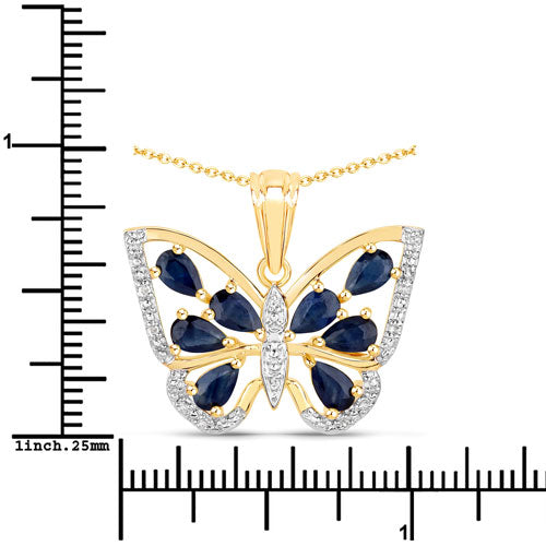 1.67 Carat Genuine Blue Sapphire and White Zircon .925 Sterling Silver Pendant DestGlow