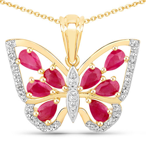 2.07 Carat Genuine Ruby and White Zircon .925 Sterling Silver Pendant DestGlow