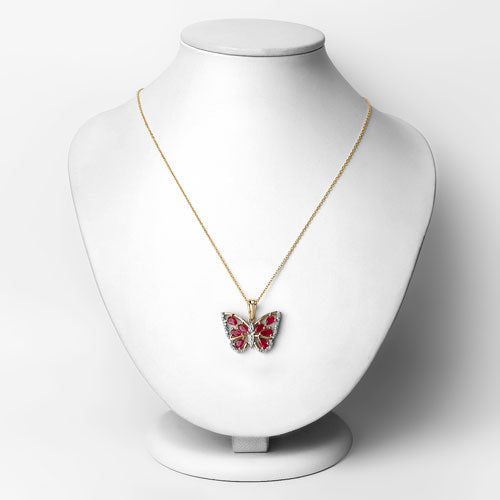 2.07 Carat Genuine Ruby and White Zircon .925 Sterling Silver Pendant DestGlow