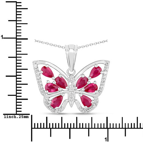 2.07 Carat Genuine Ruby and White Zircon .925 Sterling Silver Pendant DestGlow