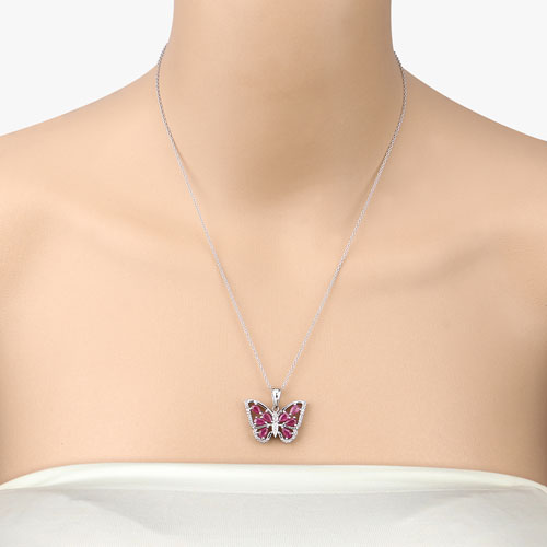 2.07 Carat Genuine Ruby and White Zircon .925 Sterling Silver Pendant DestGlow