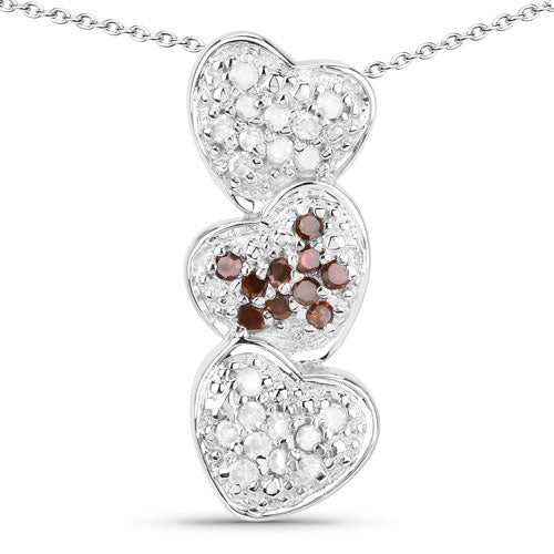 0.45 Carat Genuine Red Diamond and White Diamond .925 Sterling Silver Pendant by Bids.com