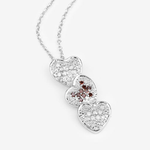 0.45 Carat Genuine Red Diamond and White Diamond .925 Sterling Silver Pendant by Bids.com