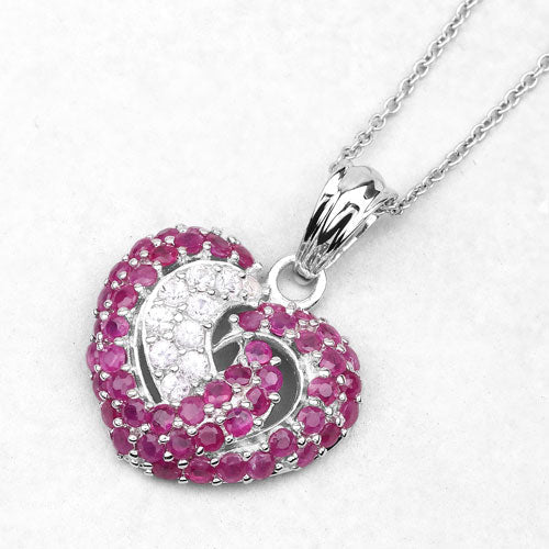 2.65 Carat Genuine Ruby and White Sapphire .925 Sterling Silver Pendant by Bids.com