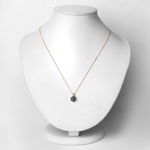 0.43 Carat Genuine Blue Sapphire and White Diamond 10K Yellow Gold Pendant DestGlow