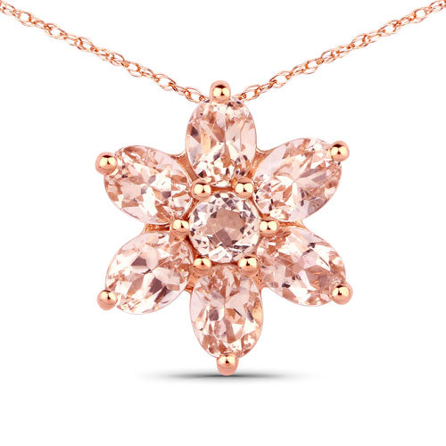 0.99 Carat Genuine Morganite 10K Rose Gold Pendant DestGlow