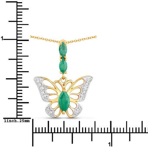 0.72 Carat Genuine Emerald and White Zircon .925 Sterling Silver Pendant by Bids.com