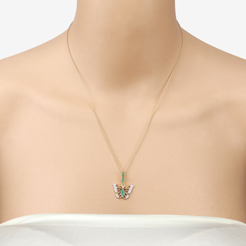 0.72 Carat Genuine Emerald and White Zircon .925 Sterling Silver Pendant by Bids.com