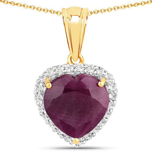 7.11 Carat Ruby and White Topaz .925 Sterling Silver Pendant DestGlow