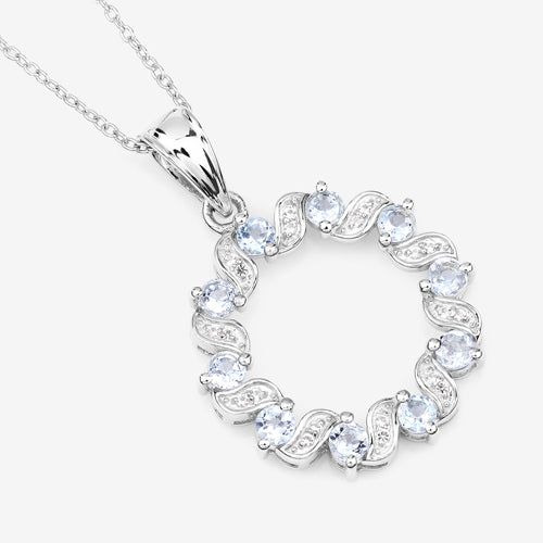 1.10 Carat Genuine Aquamarine and White Topaz .925 Sterling Silver Pendant by Bids.com