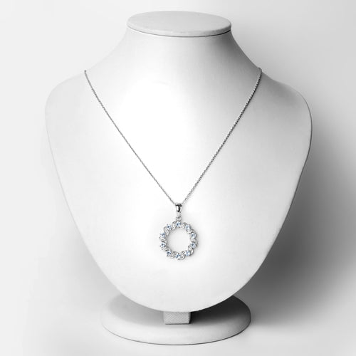 1.10 Carat Genuine Aquamarine and White Topaz .925 Sterling Silver Pendant by Bids.com