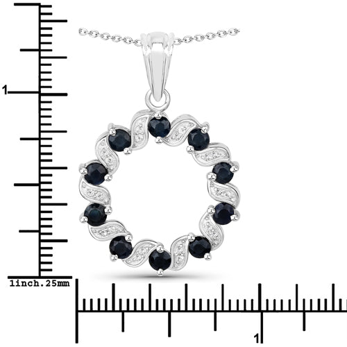 1.30 Carat Genuine Blue Sapphire and White Topaz .925 Sterling Silver Pendant by Bids.com