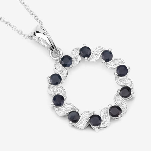 1.30 Carat Genuine Blue Sapphire and White Topaz .925 Sterling Silver Pendant by Bids.com