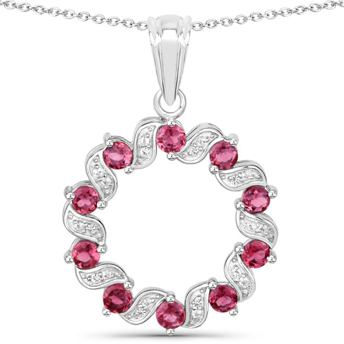1.30 Carat Genuine Pink Tourmaline and White Topaz .925 Sterling Silver Pendant by Bids.com