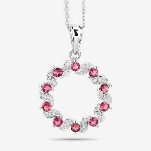 1.30 Carat Genuine Pink Tourmaline and White Topaz .925 Sterling Silver Pendant by Bids.com
