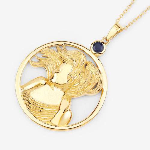 0.27 Carat Genuine Blue Sapphire .925 Sterling Silver Pendant by Bids.com