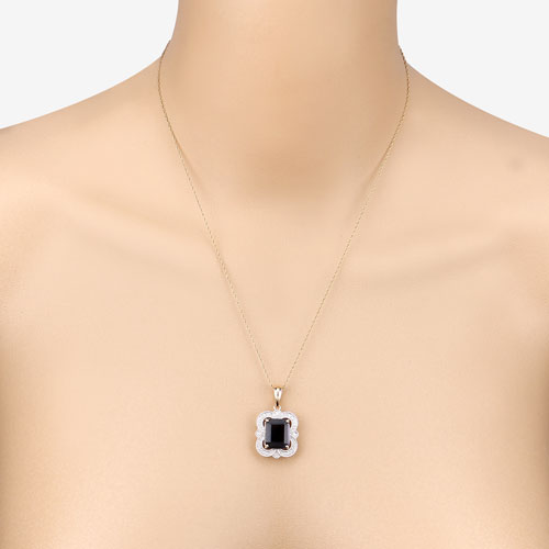4.07 Carat Genuine Iolite and White Diamond 14K Yellow Gold Pendant by Bids.com
