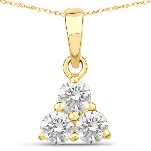 0.51 Carat Genuine Lab Grown Diamond 14K Yellow Gold Pendant DestGlow