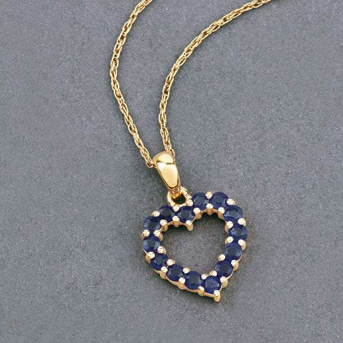 0.64 Carat Genuine Blue Sapphire 10K Yellow Gold Pendant DestGlow