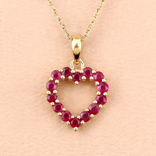 0.43 Carat Genuine Ruby 10K Yellow Gold Pendant DestGlow