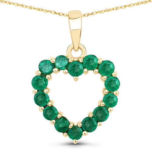 0.48 Carat Genuine Zambian Emerald 10K Yellow Gold Pendant DestGlow
