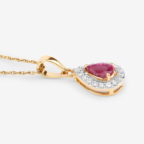 1.03 Carat Genuine Ruby and White Diamond 14K Yellow Gold Pendant by Bids.com