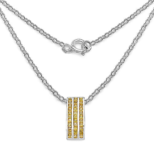 2.16 Carat Genuine Yellow Sapphire .925 Sterling Silver Pendant by Bids.com