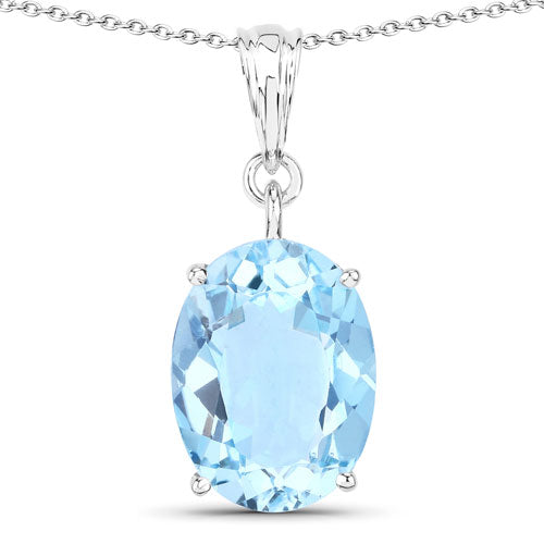 11.25 Carat Genuine Swiss Blue Topaz .925 Sterling Silver Pendant by Bids.com