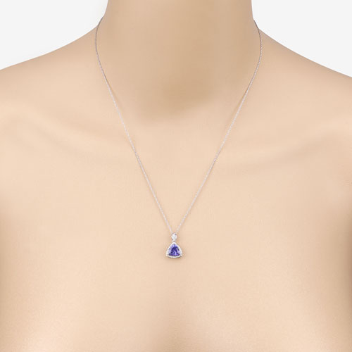 1.71 Carat Genuine Tanzanite and White Diamond 14K White Gold Pendant by Bids.com