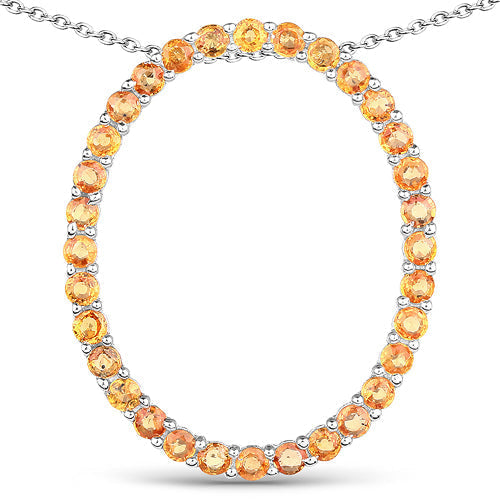 2.88 Carat Genuine Orange Sapphire .925 Sterling Silver Pendant DestGlow