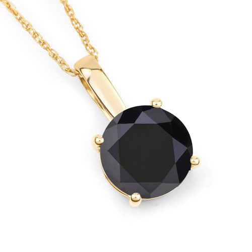 3.12 Carat Genuine Black Diamond 14K Yellow Gold Pendant DestGlow