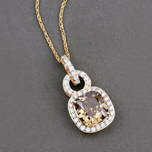 IGI Certified 2.50 Carat Genuine Brown Diamond Center and 0.31cttw White Diamond 18K Yellow Gold Pendant (2.81cttw) by Bids.com
