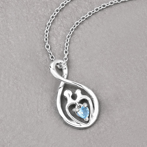 0.13 Carat Genuine Swiss Blue Topaz .925 Sterling Silver Pendant DestGlow