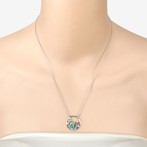 1.35 Carat Genuine Emerald and White Topaz .925 Sterling Silver Pendant by Bids.com