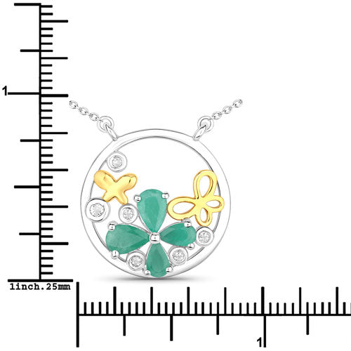 1.35 Carat Genuine Emerald and White Topaz .925 Sterling Silver Pendant by Bids.com