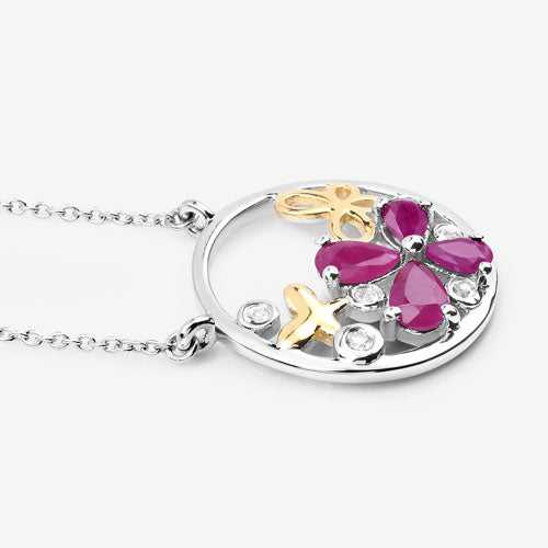 1.47 Carat Genuine Ruby and White Topaz .925 Sterling Silver Pendant by Bids.com