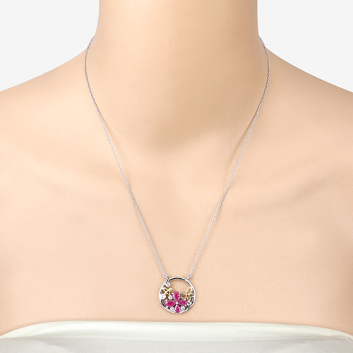 1.47 Carat Genuine Ruby and White Topaz .925 Sterling Silver Pendant by Bids.com