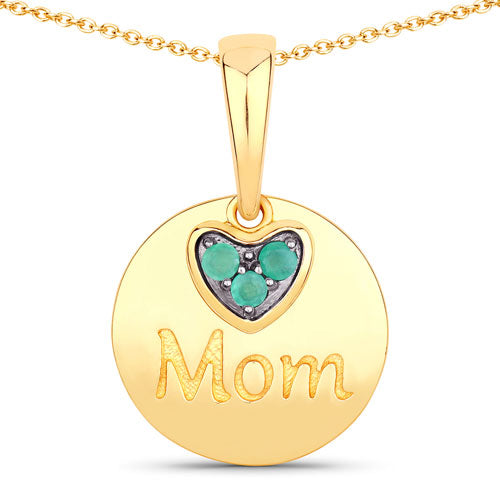0.17 Carat Genuine Emerald .925 Sterling Silver Pendant by Bids.com