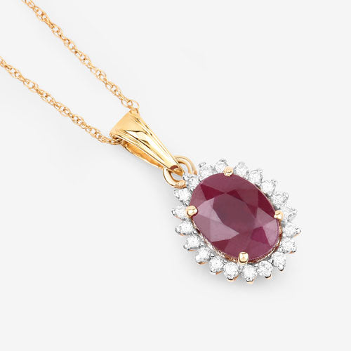1.60 Carat Genuine Ruby and White Diamond 10K Yellow Gold Pendant by Bids.com
