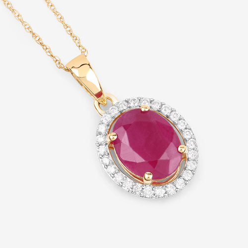 2.51 Carat Genuine Ruby and White Diamond 10K Yellow Gold Pendant by Bids.com