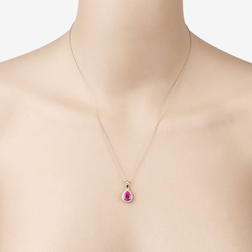 1.55 Carat Genuine Ruby and White Diamond 10K Yellow Gold Pendant DestGlow
