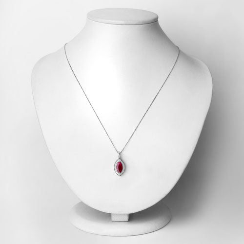 1.52 Carat Genuine Ruby and White Diamond 10K White Gold Pendant DestGlow