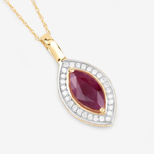 1.52 Carat Genuine Ruby and White Diamond 10K Yellow Gold Pendant by Bids.com