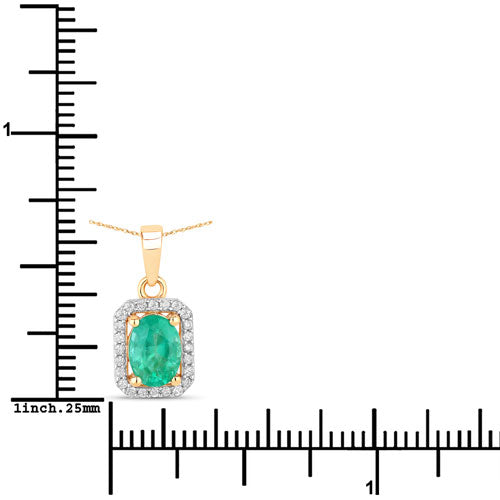 0.83 Carat Genuine Zambian Emerald and White Diamond 10K Yellow Gold Pendant by Bids.com