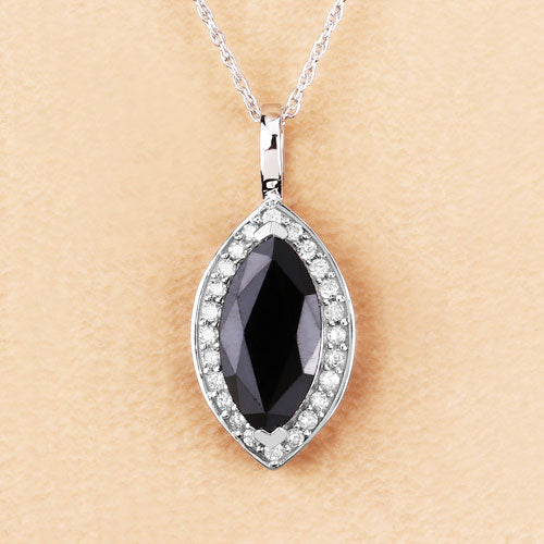 2.29 Carat Genuine Blue Sapphire and White Diamond 10K White Gold Pendant by Bids.com
