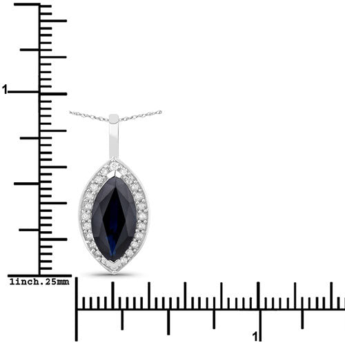 2.29 Carat Genuine Blue Sapphire and White Diamond 10K White Gold Pendant by Bids.com