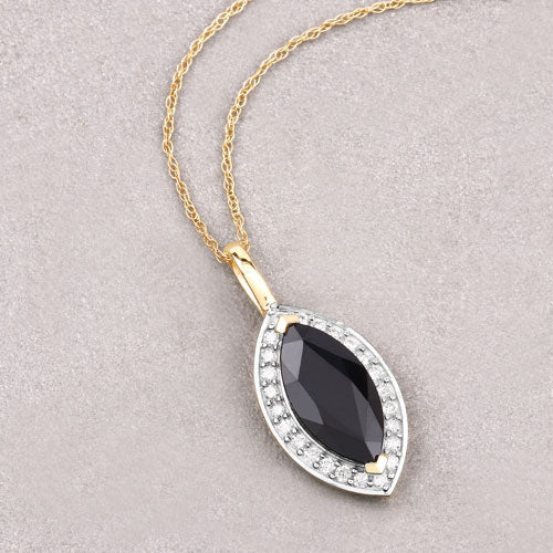 2.29 Carat Genuine Blue Sapphire and White Diamond 10K Yellow Gold Pendant by Bids.com