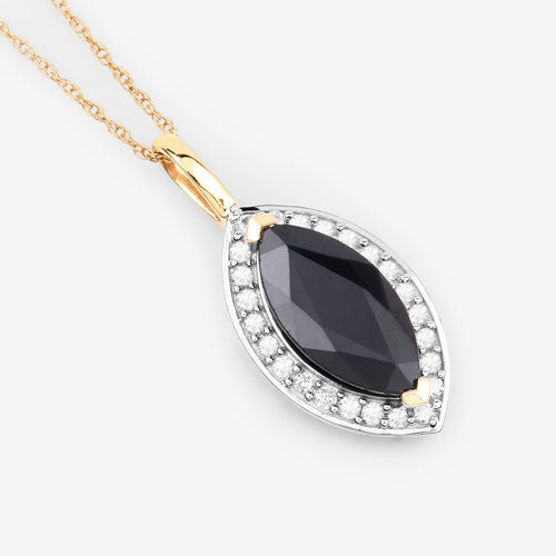 2.29 Carat Genuine Blue Sapphire and White Diamond 10K Yellow Gold Pendant by Bids.com