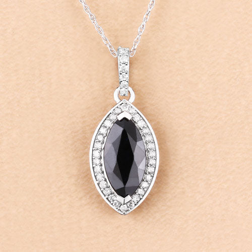 2.27 Carat Genuine Blue Sapphire and White Diamond 10K White Gold Pendant by Bids.com