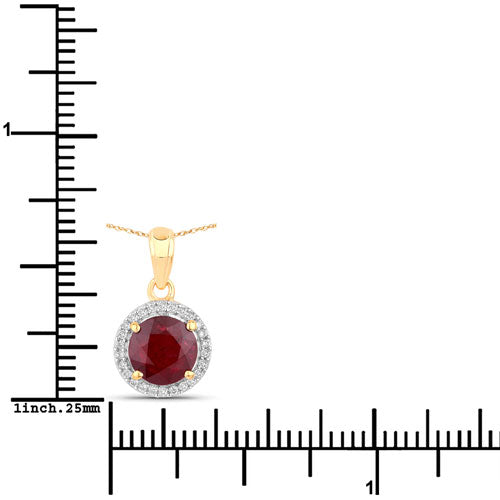 1.49 Carat Genuine Ruby and White Diamond 14K Yellow Gold Pendant by Bids.com